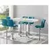 Caprice Large High Gloss Bar Table with 6 Ripple Stools - White, Teal