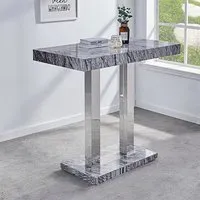 Caprice Rectangular Bar Table - Grey, Marble