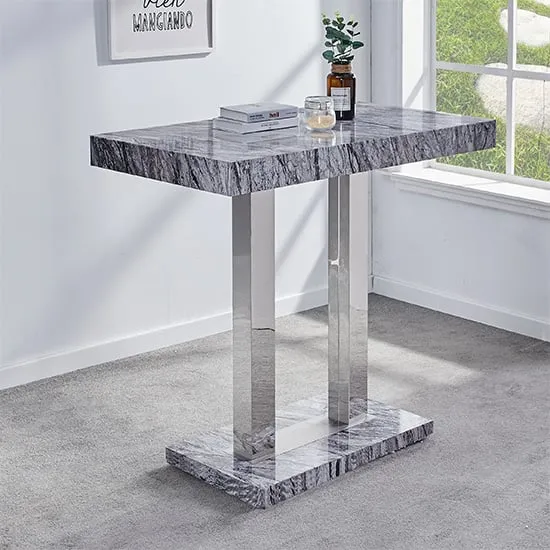 Caprice Rectangular Bar Table - Grey, Marble image