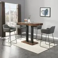 Caprice Small Bar Table with 4 Brooks Stools - Grey, Oak