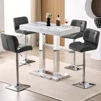 Caprice Small Bar Table with 4 Candid Stools - Grey, Filo Marble