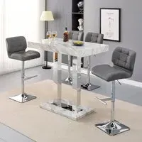 Caprice Small Bar Table with 4 Candid Stools - Grey, Magnesia