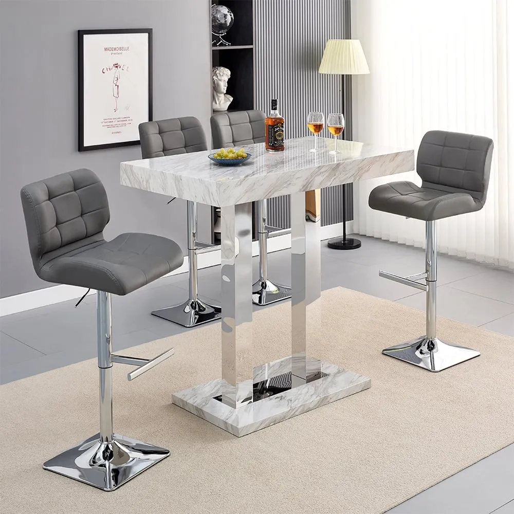 Caprice Small Bar Table with 4 Candid Stools - Grey, Magnesia