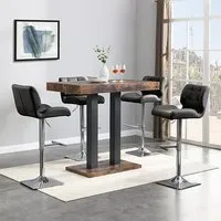 Caprice Small Bar Table with 4 Candid Stools - Rustic Oak