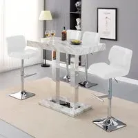Caprice Small Bar Table with 4 Candid Stools - White, Magnesia