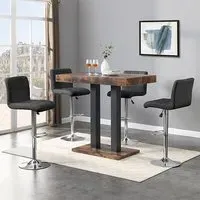 Caprice Small Bar Table with 4 Coco Stools - Rustic Oak