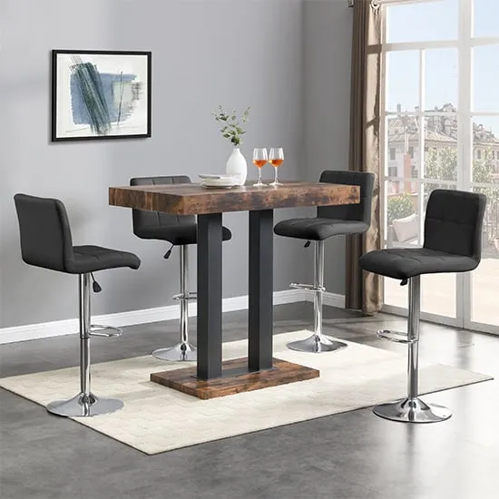 Caprice Small Bar Table with 4 Coco Stools - Rustic Oak image