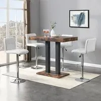 Caprice Small Bar Table with 4 Coco Stools - White, Rustic Oak