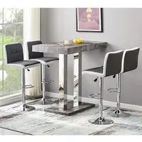 Caprice Small Bar Table with 4 Copez Stools - Concrete Effect