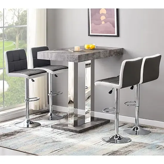 Caprice Small Bar Table with 4 Copez Stools - Concrete Effect