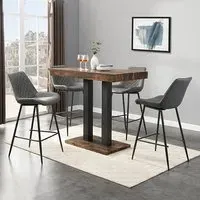 Caprice Small Bar Table with 4 Oston Stools - Grey, Oak