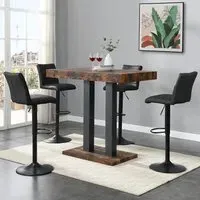 Caprice Small Bar Table with 4 Ripple Black Stools - Oak, Black