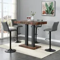 Caprice Small Bar Table with 4 Ripple Grey Stools - Oak, Black