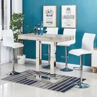 Caprice Small Bar Table with 4 Ripple Stools - Grey Oak, White