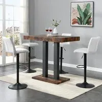 Caprice Small Bar Table with 4 Ripple Stools - Oak, Black