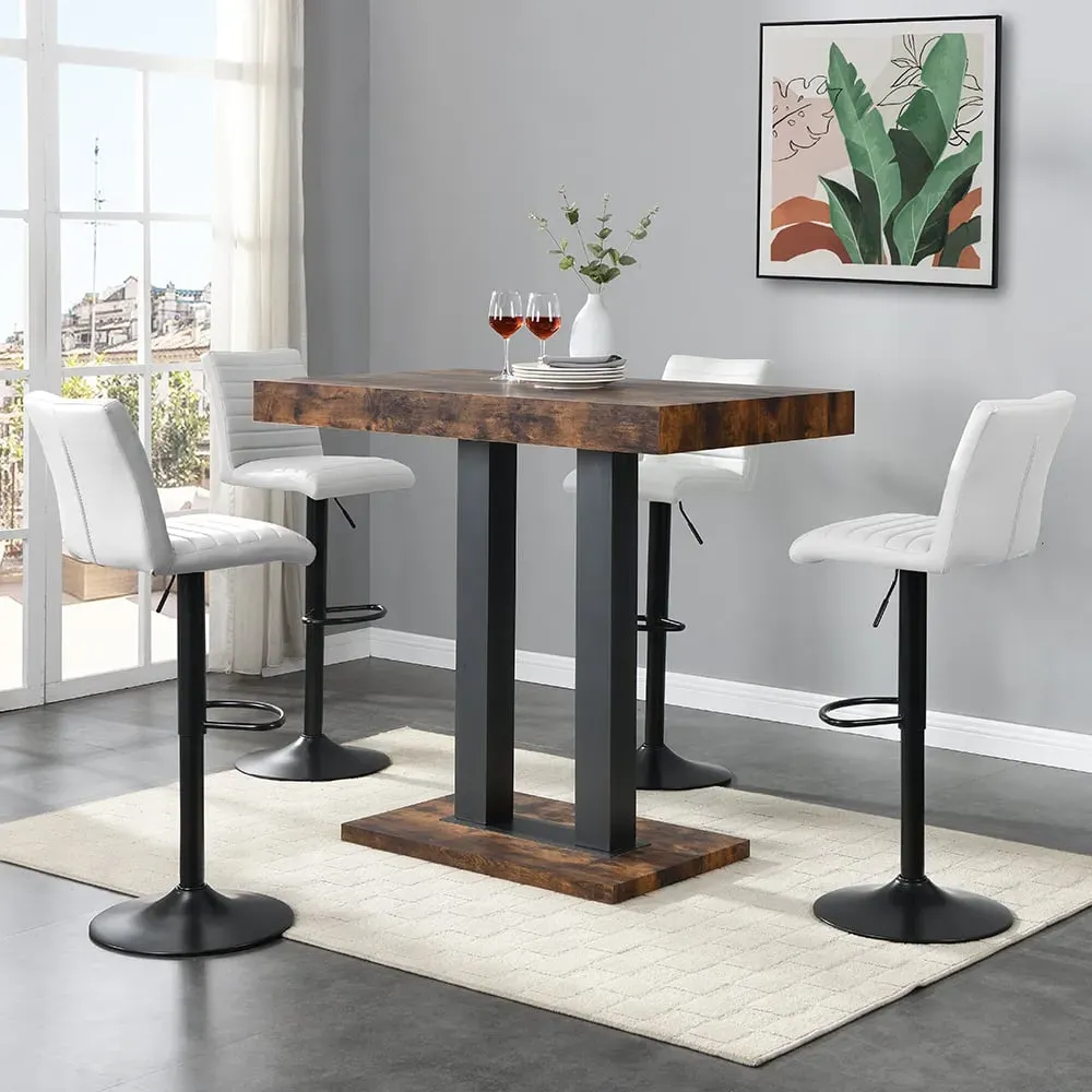 Caprice Small Bar Table with 4 Ripple Stools - Oak, Black