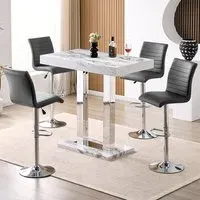 Caprice Small Filo Bar Table with 4 Ripple Stools - Grey