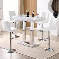 Caprice Small Filo Bar Table with 4 Ripple Stools - White