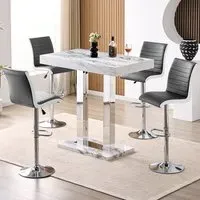 Caprice Small Filo Bar Table with 4 Ritz Stools - Grey