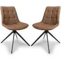 Captiva Dining Chairs - Tan, Faux Leather
