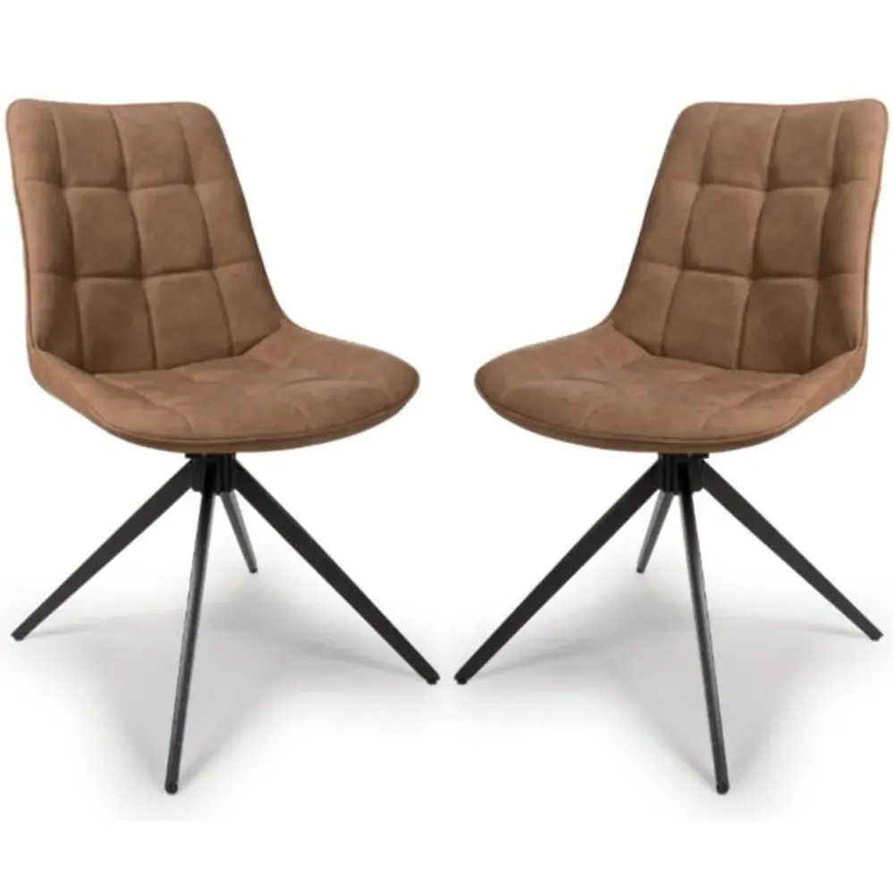 Captiva Dining Chairs - Tan, Faux Leather