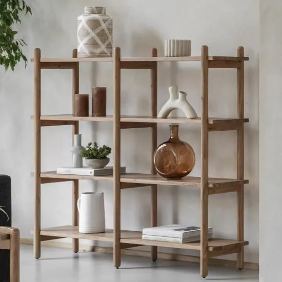 Captiva Open Display Shelving Unit - Natural, Acacia Wood