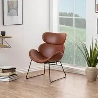 Carazo PU Leather Lounge Chair with Black Legs - Brown