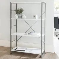 Carbine Wooden Bookcase with Metal Frame - White
