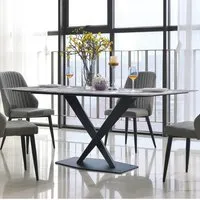 Carbondale Rectangular Dining Table - Natural Stone Marble Effect, Wood alternate view