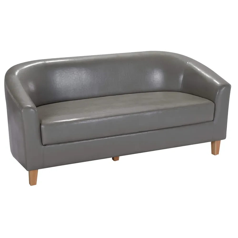 Cardea 3-Seater Sofa - Grey, PU Leather