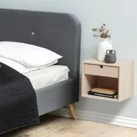 Cardiff Bedside Cabinet with 1 Drawer - White, Oak