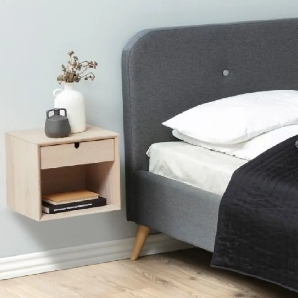 Cardiff Bedside Cabinet with 1 Drawer - White, Oak