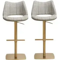 Cardwell Bar Stools with Gold Base - Olive, Leather