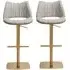 Cardwell Bar Stools with Gold Base - Olive, Leather