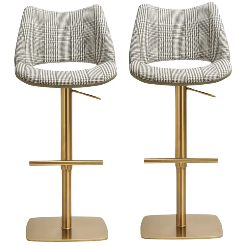 Cardwell Bar Stools with Gold Base - Olive, Leather