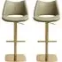 Cardwell Bar Stools with Gold Base - Olive, PU Leather