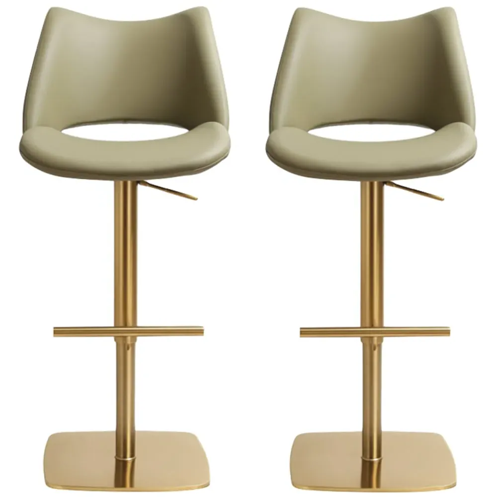 Cardwell Bar Stools with Gold Base - Olive, PU Leather