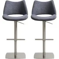 Cardwell Bar Stools with Steel Base - Grey, Leather