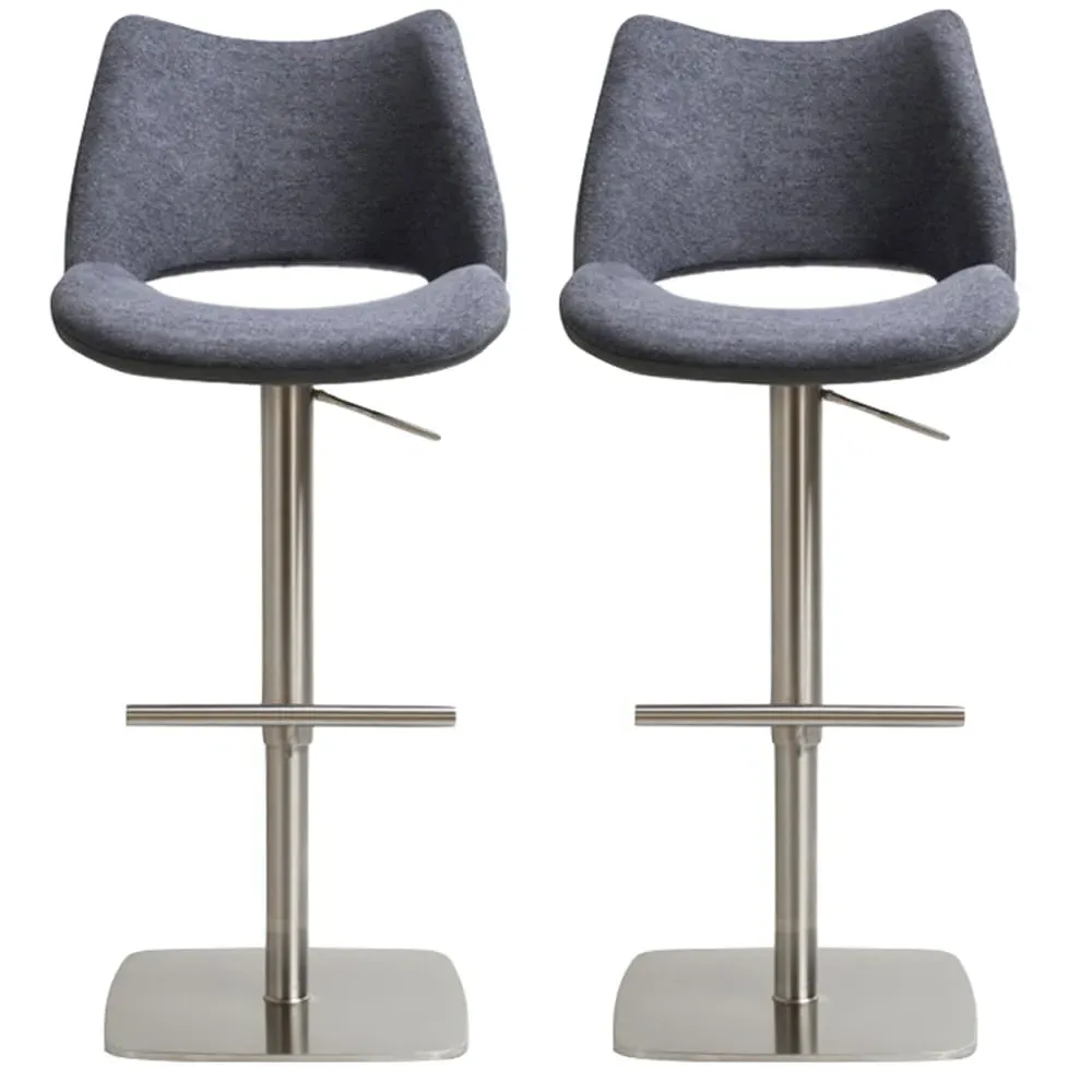 Cardwell Bar Stools with Steel Base - Grey, Leather image