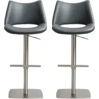 Cardwell Bar Stools with Steel Base - Slate Grey, PU Leather