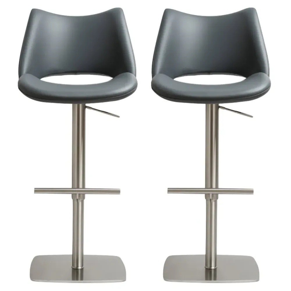 Cardwell Bar Stools with Steel Base - Slate Grey, PU Leather image