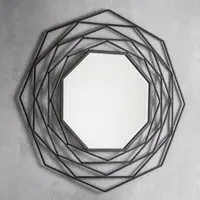 Cargan Octagonal Wall Mirror - Black, Metal alternate view