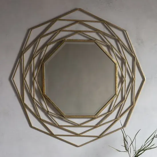 Cargan Octagonal Wall Mirror - Gold, Metal image