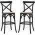 Caria Bar Stools with Rattan Seat - Black, Wood