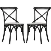 Caria Cross Back Dining Chairs In Pair - Black, Wood