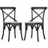 Caria Cross Back Dining Chairs In Pair - Black, Wood