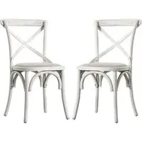 Caria Cross Back Dining Chairs In Pair - Natural, Wood