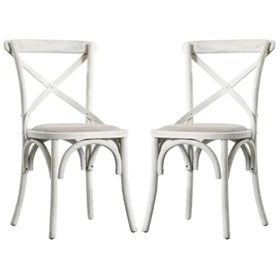 Caria Cross Back Dining Chairs In Pair - Natural, Wood