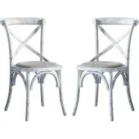 Caria Cross Back Dining Chairs In Pair - White, Wood