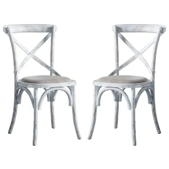 Caria Cross Back Dining Chairs In Pair - White, Wood